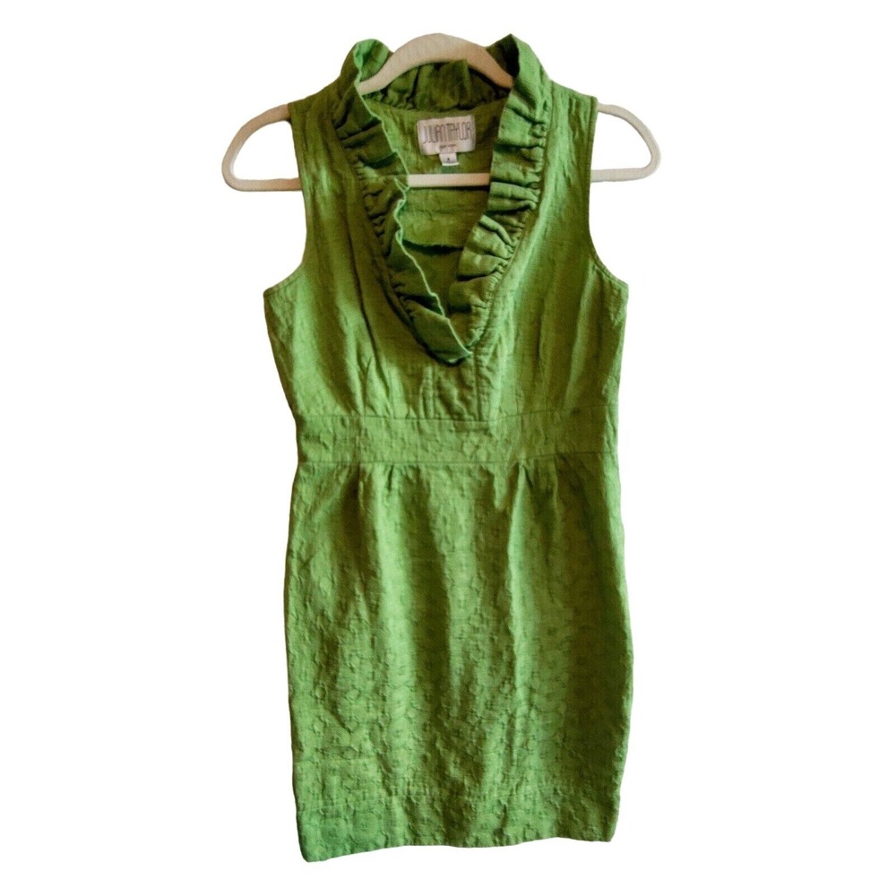 Julian Taylor Women's Dress Size 8 Side Zipper‎ Sleeveless V-Neck Collar Green